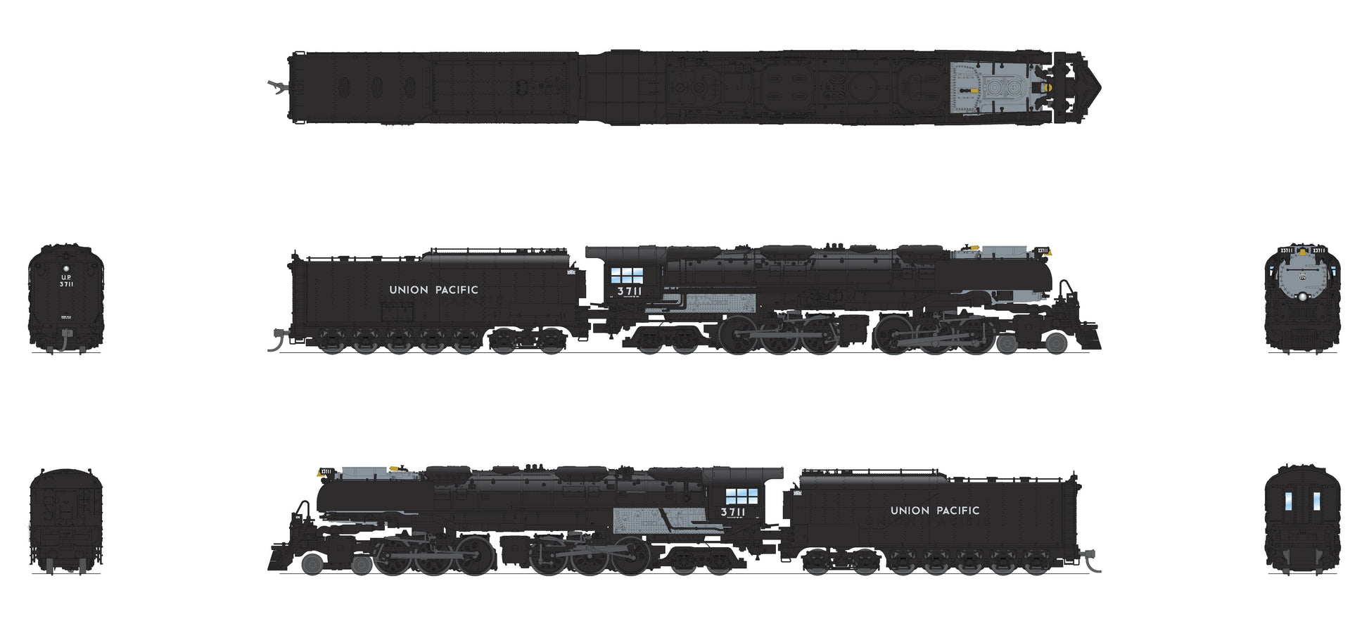 Broadway Limited 6983 N UP Challenger 4-6-6-4 Steam Locomotive Oil Tender #3714