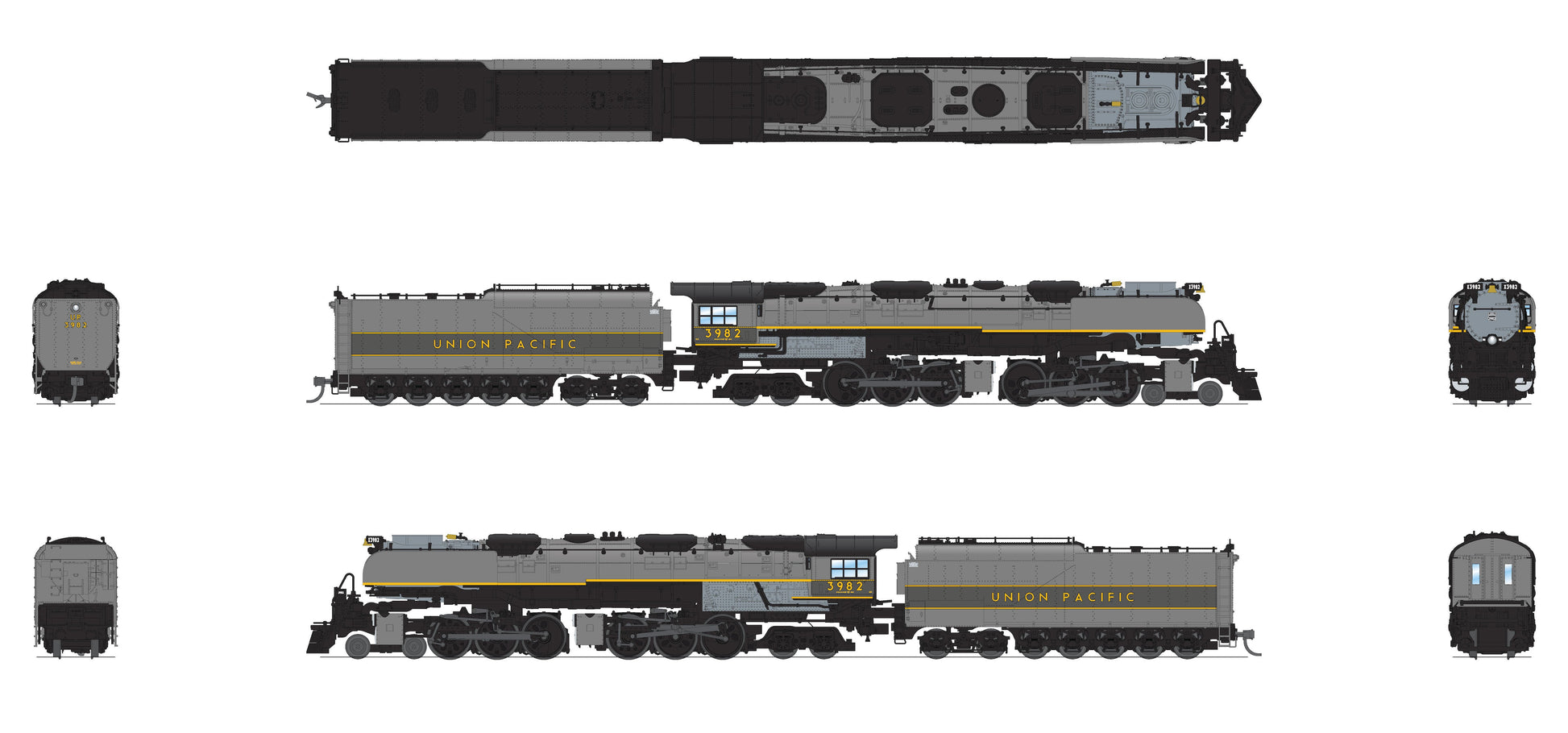 Broadway Limited 6984 N UP Challenger 4-6-6-4 Steam Locomotive Oil Tender #3982