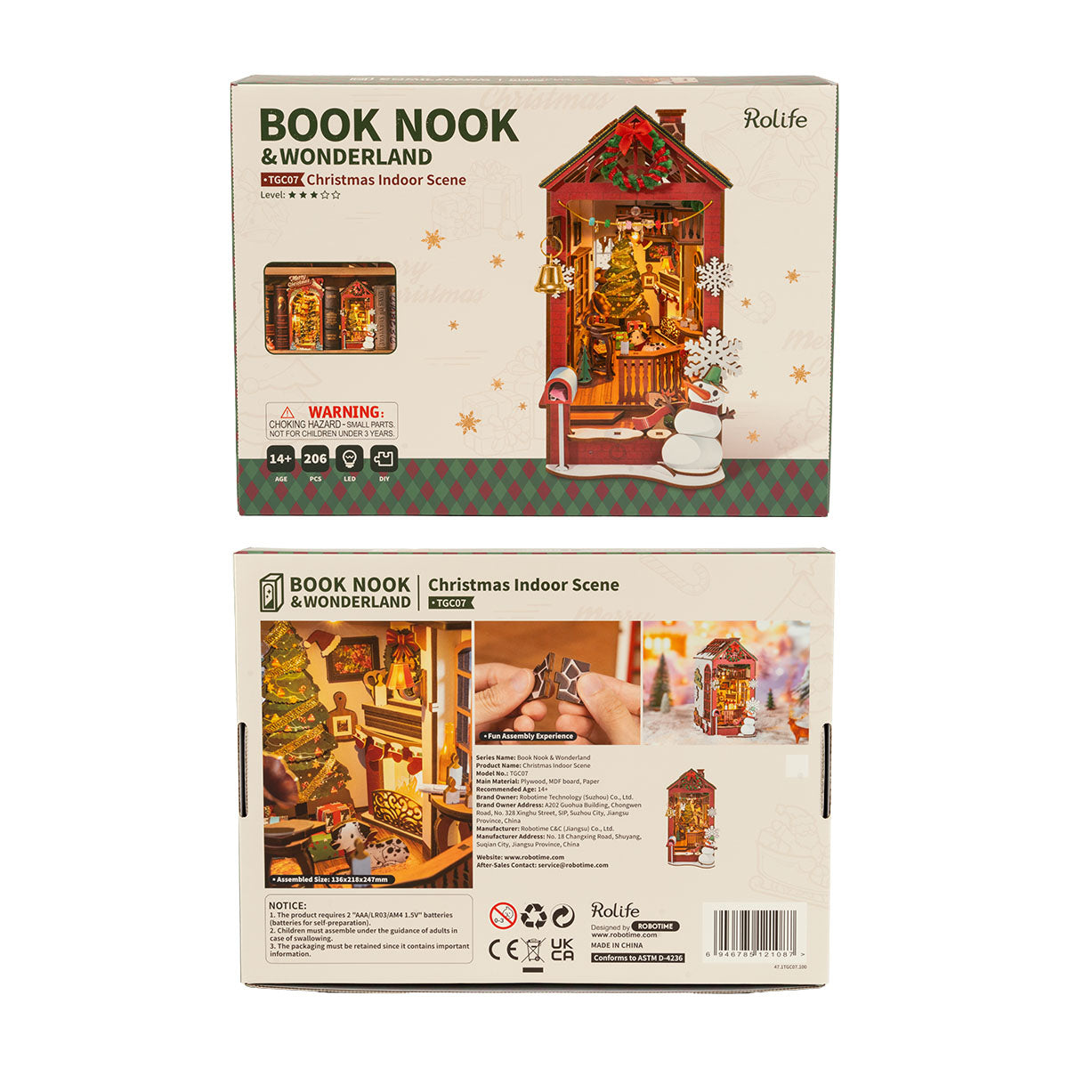 Robotime TGC07 Rolife Christmas Indoor Scene DIY Book Nook