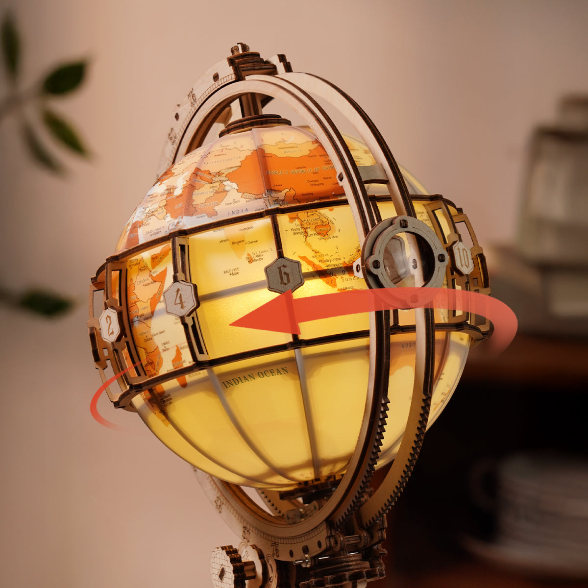 Robotime ST003D ROKR Electric Version Luminous Globe 3D Wooden Puzzle