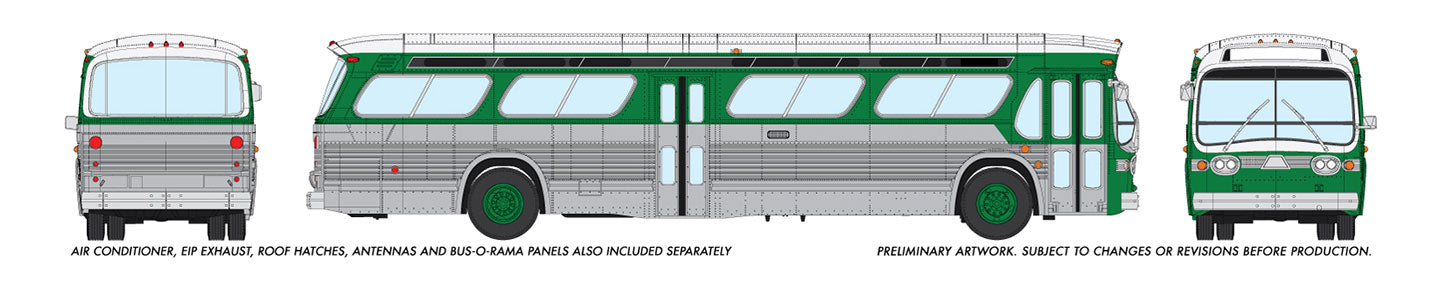 Rapido Trains 753073 HO Unlettered Deluxe Bus Green with Silversides