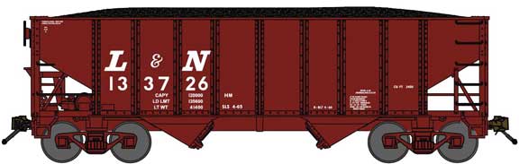 Bluford Shops 65265 N Louisville & Nashville 8-Panel 2-Bay Hopper #133935