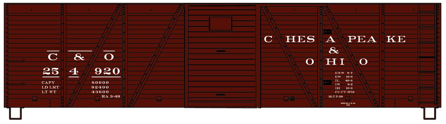 Accurail 7118 HO C&O 6-Panel Outside Braced Boxcar with Dreadnaught Ends