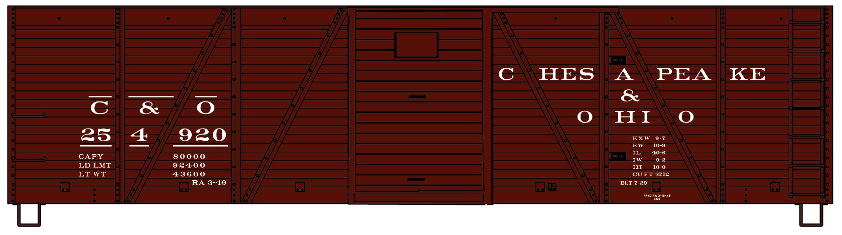 Accurail 7118 HO C&O 6-Panel Outside Braced Boxcar with Dreadnaught Ends