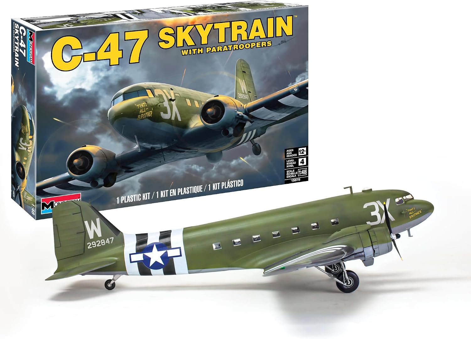 Revell 15875 1:48 C-47 Skytrain with Paratroopers Aircraft Plastic Model Kit