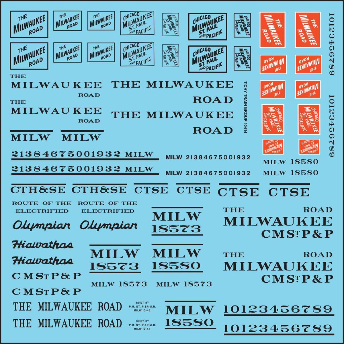 Tichy 10414N N Milwaukee Roadname Black Decal Sheet