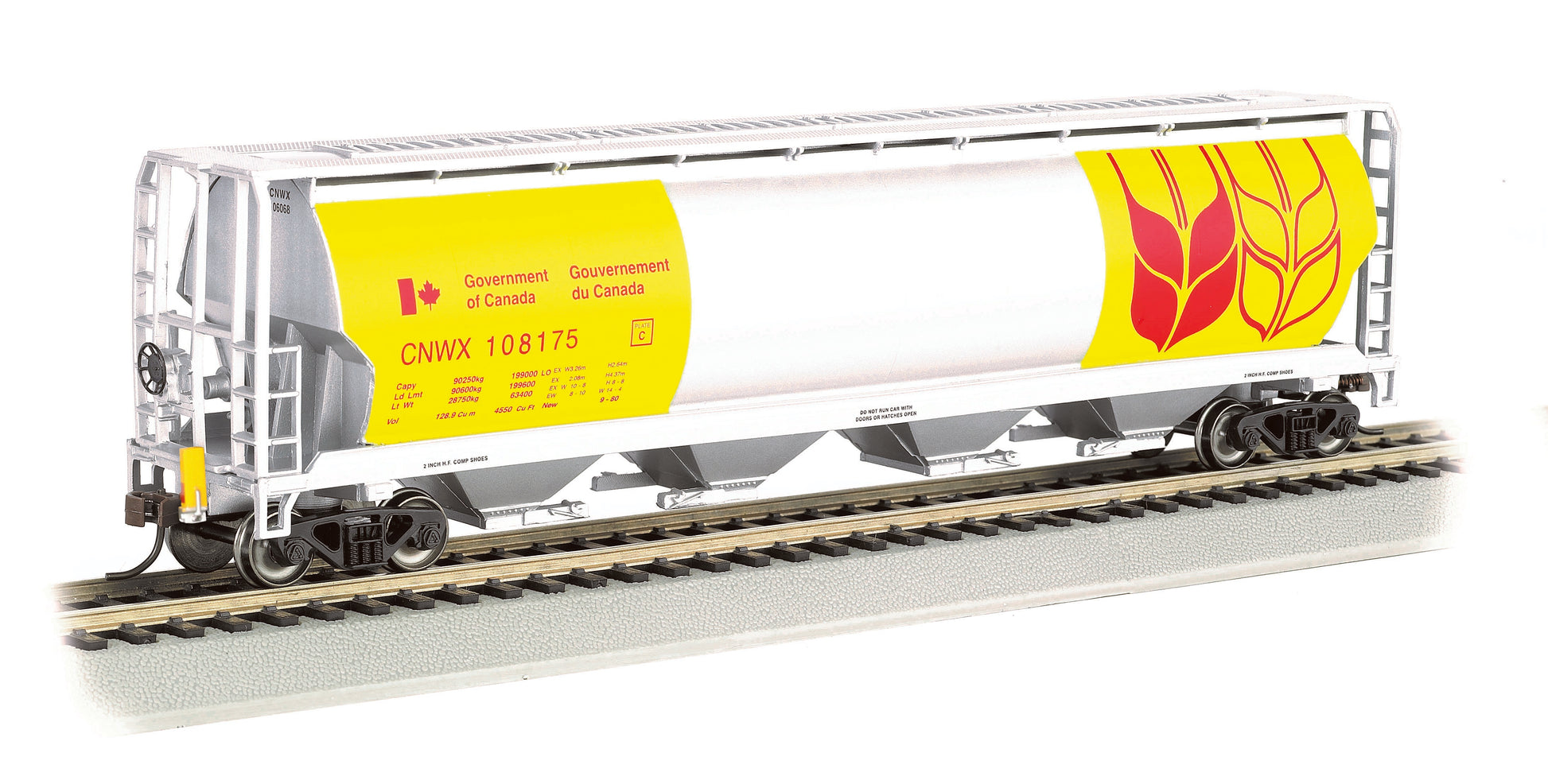 Bachmann 73807 HO Gov. of Canada Cylindrical Grain Hopper Car #108175