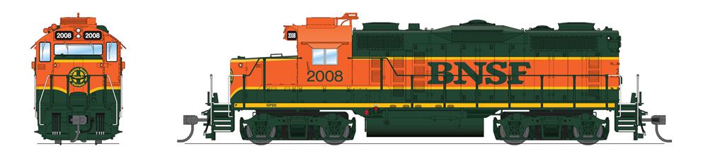 Broadway Limited 7473 HO BNSF EMD GP20 Diesel Locomotive with Sound/DC/DCC #2008