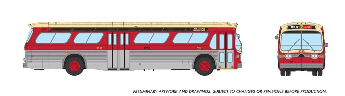 Rapido Trains 751098 HO TTC Maroon & Cream Deluxe New Look Bus #3545