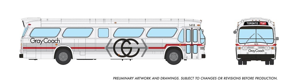 Rapido Trains 753117 HO Gray Coach Late Deluxe New Look Bus #1418