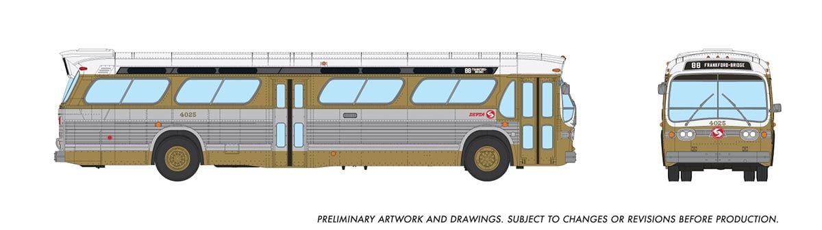 Rapido Trains 753160 HO Philadelphia SEPTA Early Deluxe New Look Bus #4025