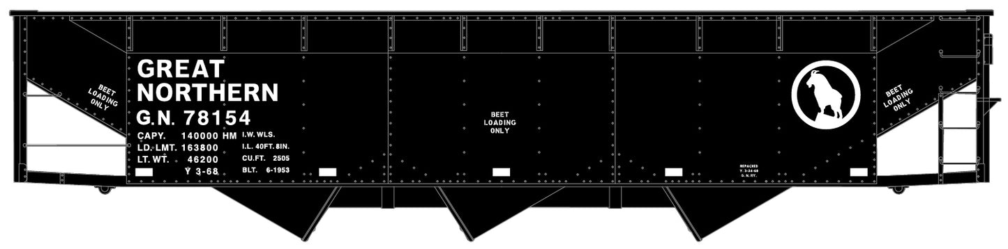Accurail 7565 HO Great Northern 70-Ton Offset Triple Hopper Car # 78154 Kit