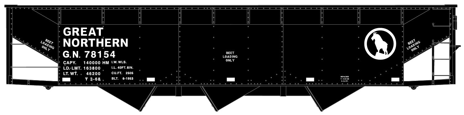 Accurail 7565 HO Great Northern 70-Ton Offset Triple Hopper Car # 78154 Kit