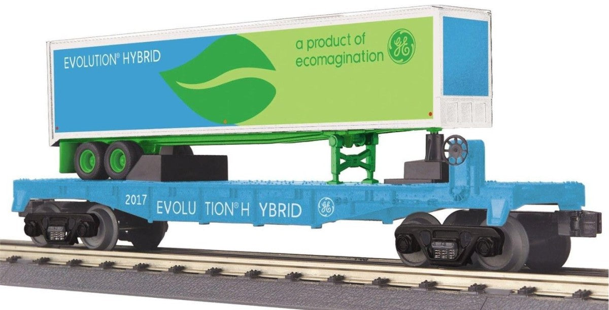 MTH 30-76688 O General Electric Flat Car w/ 40' Trailer LN/Box