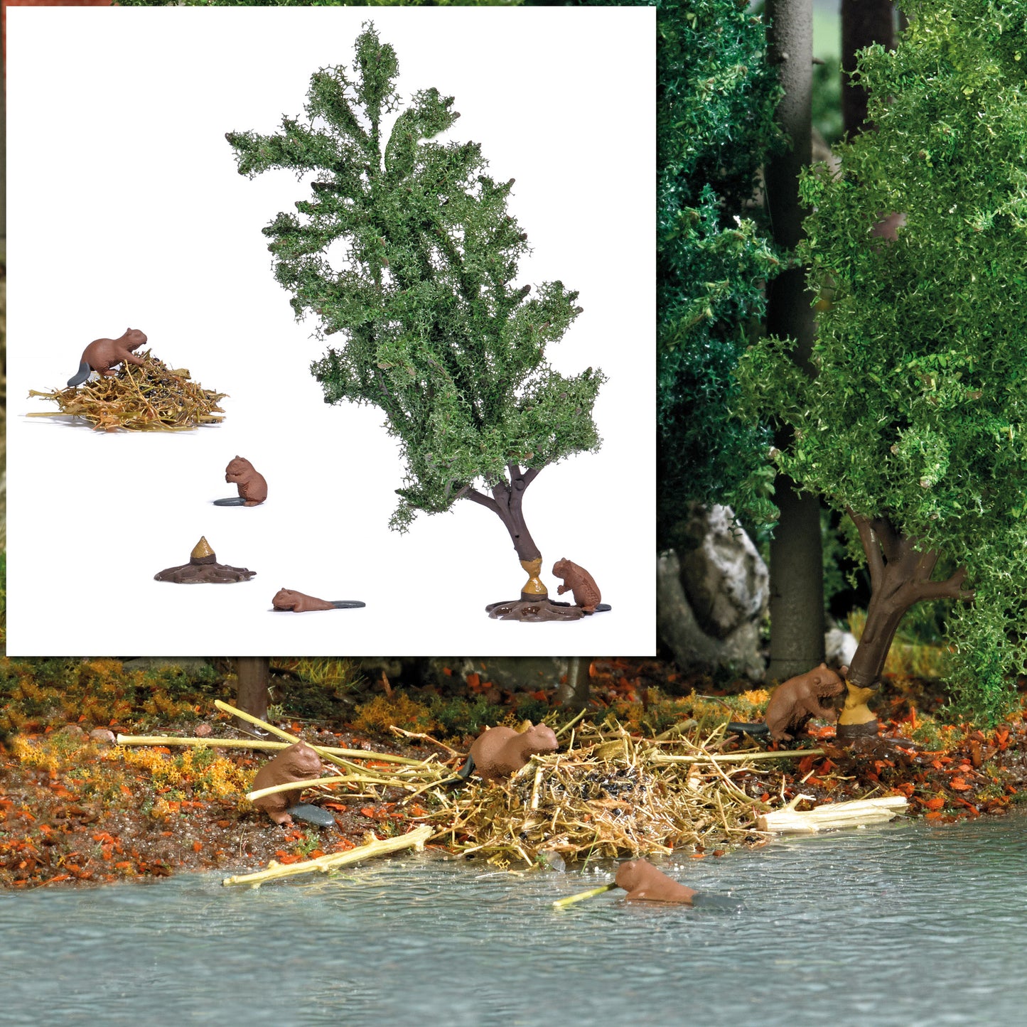Busch 7893 HO Beaver Lodge Scene Figure Set