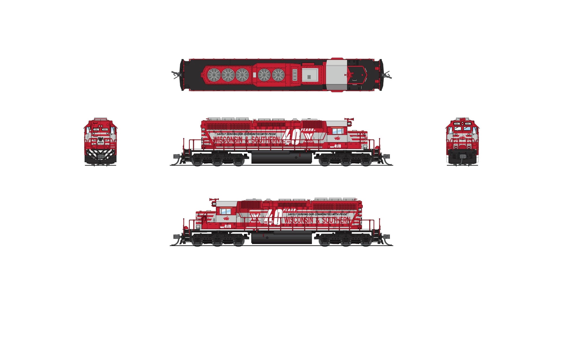 Broadway Limited 9960 N WSOR Engine EMD SD40-2 Diesel Locomotive #4170