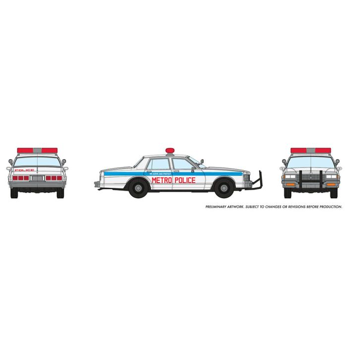 Rapido Trains 800008 HO 1980 Chevrolet Impala Metro Police Sedan