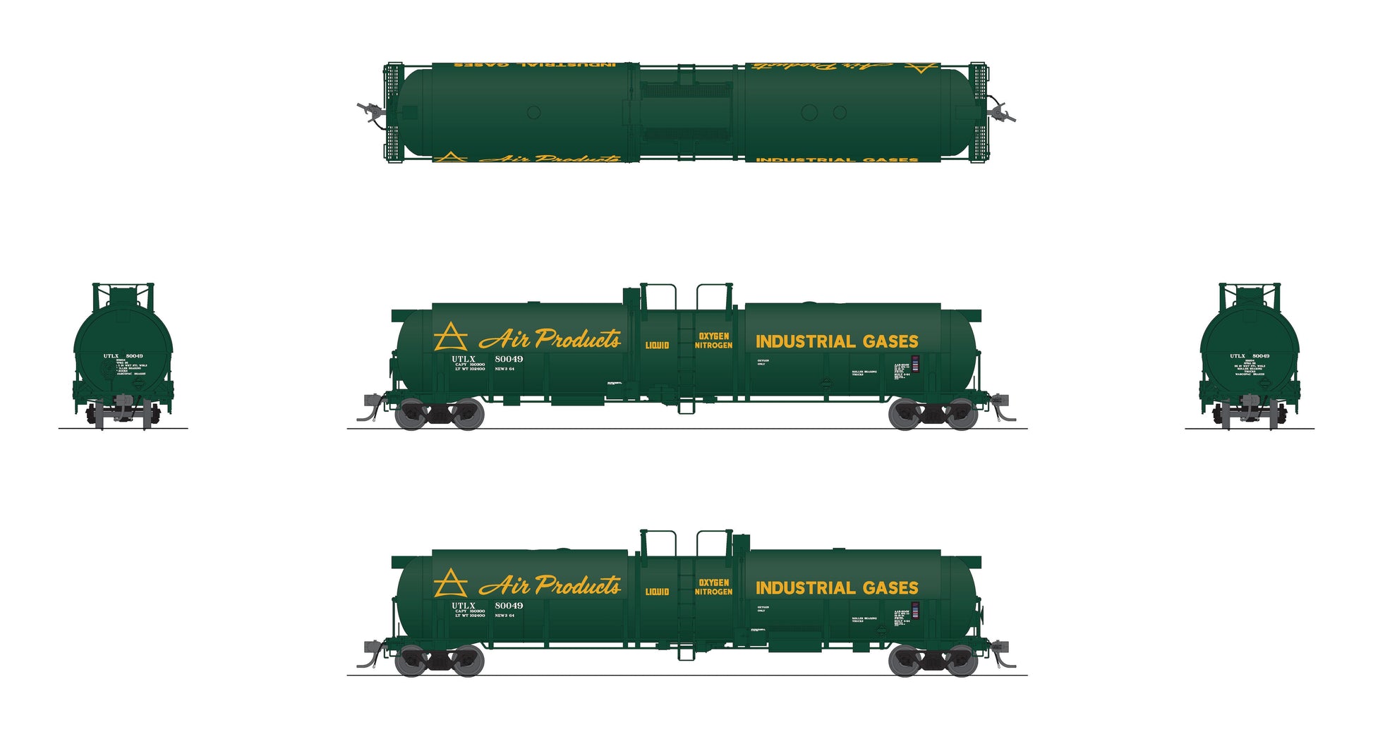 Broadway Limited 8031 HO Air Products Cryogenic Tank Car (Pack of 2)