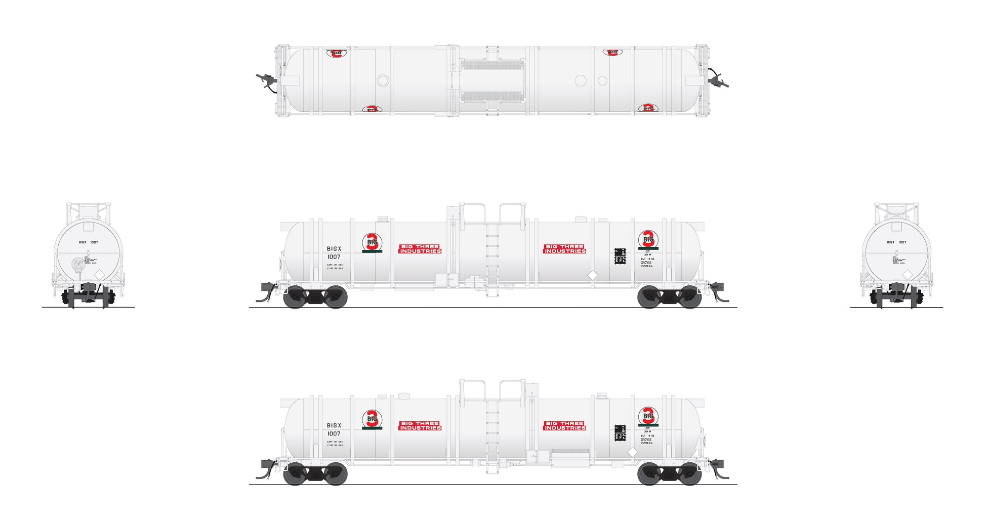 Broadway Limited 8033 HO BIG 3 Cryogenic Tank Car (Pack of 2)