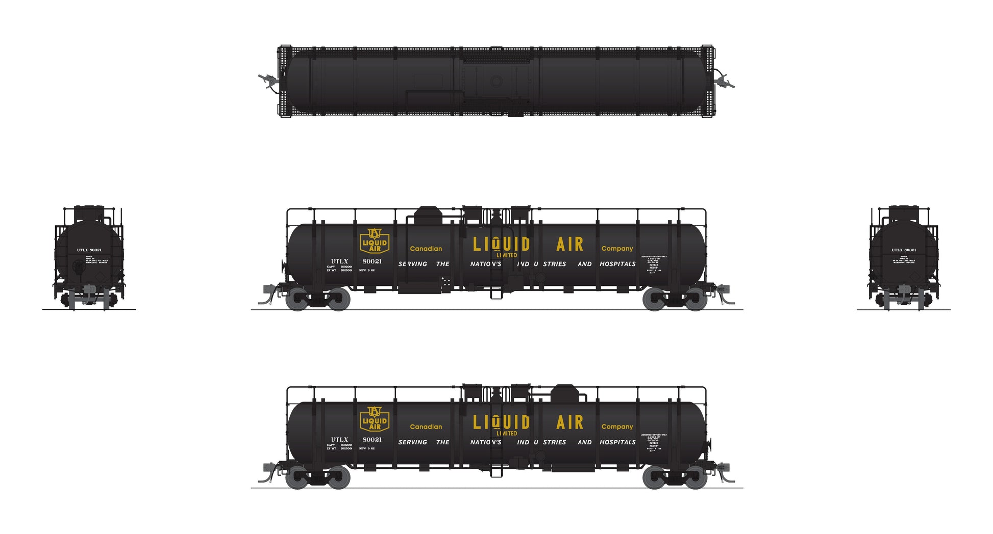 Broadway Limited 8034 HO Canadian Liquid Air Cryogenic Tank Car (Pack of 2)