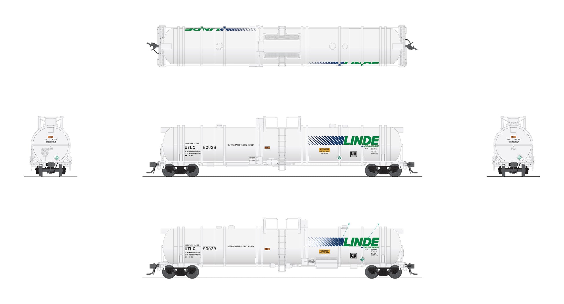 Broadway Limited 8036 HO Linde Type C Cryogenic Tank Car (Pack of 2)