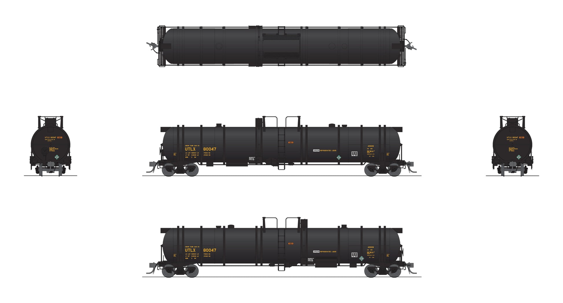Broadway Limited 8038 HO UTLX Cryogenic Tank Car (Pack of 2)