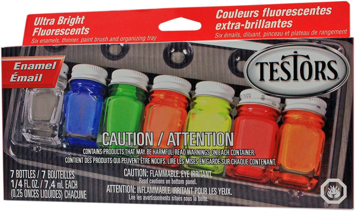 Testors 9132X Ultra Bright Fluorescent Enamel Paint Set