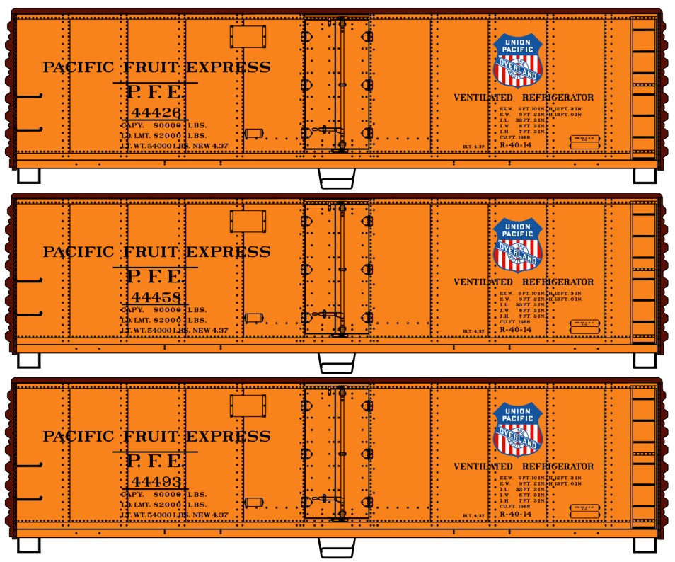 Accurail 8109 HO Pacific Fruit Express 40' Steel Reefer Kit (Set of 3)