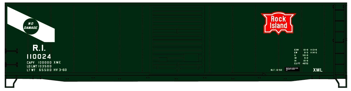 Accurail 81213 HO GAEX Rock Island 50' Single-Door Riveted-Side Boxcar #110024