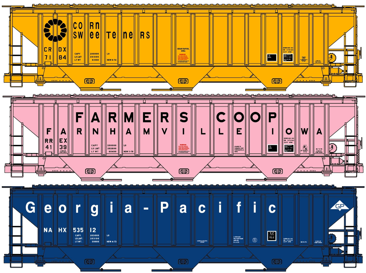 Accurail 8127 HO Scale Pullman Std Covered Hopper Car Kit (Set of 3)