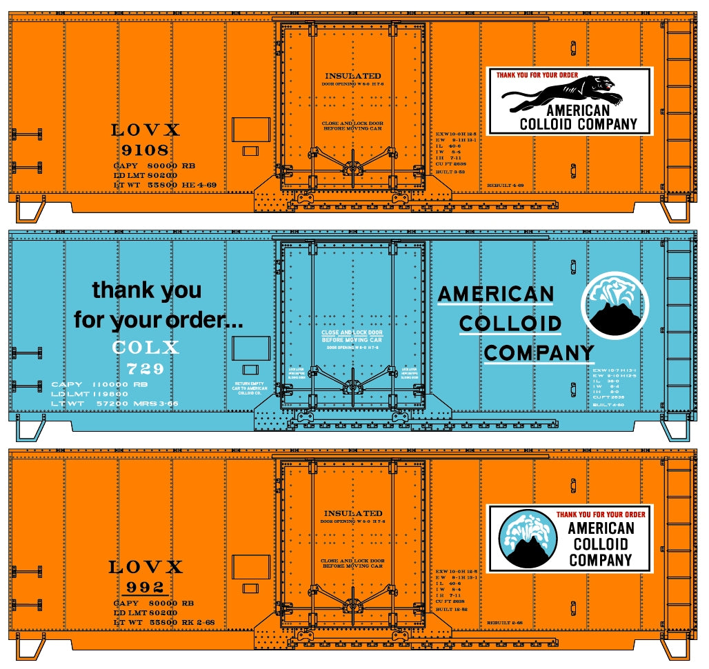 Accurail 8141 HO American Colloid Company 40' Insulated Steel Boxcars [3]