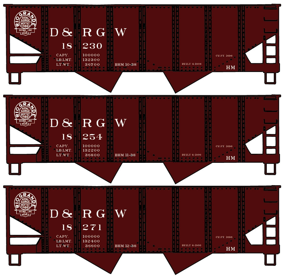 Accurail 8142 HO D&RGW 55-Ton USRA Twin Hopper (Pack of 3)