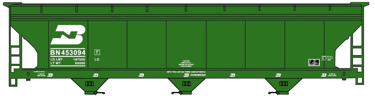 Accurail 81461 HO Burlington Northern ACF 3-Bay Center-Flow Covered Hopper Kit