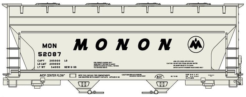 Accurail 81511 HO Monon 2-Bay ACF Covered Hopper Kit #52087