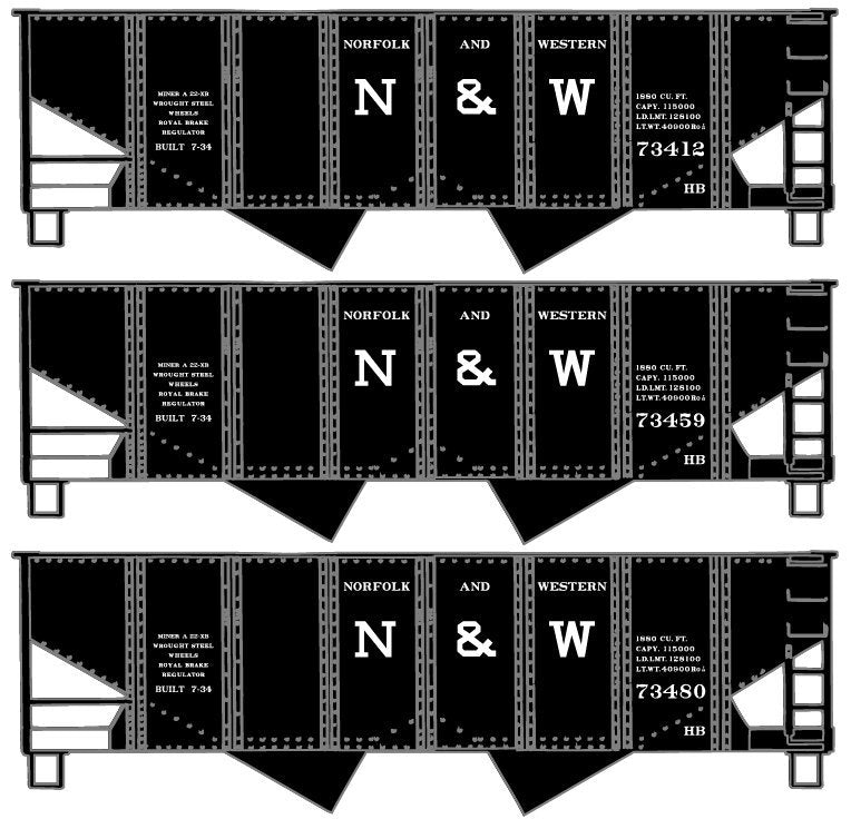 Accurail 8152 HO Norfolk and Western USRA Twin Hopper Kits (Set of 3)