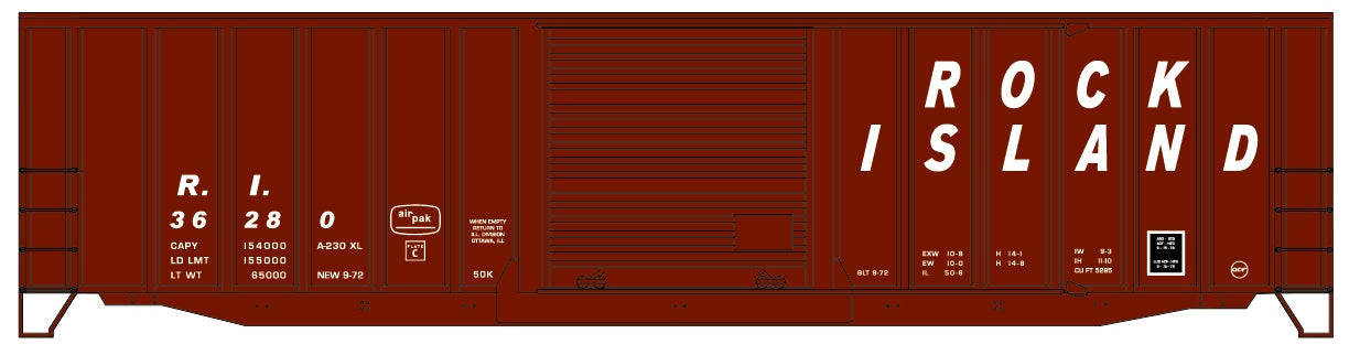 Accurail 81881 HO Rock Island 50' Exterior-Post Welded Steel Boxcar #36280