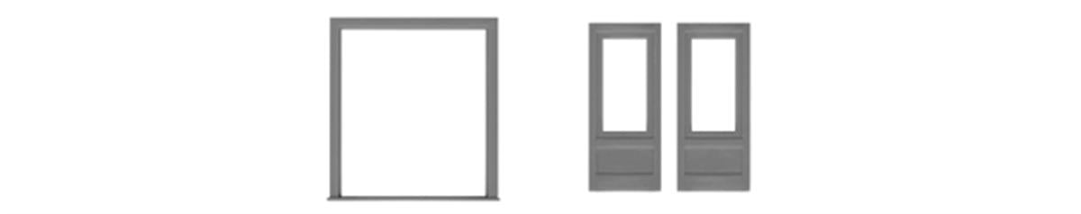 Tichy 8192 HO 72" x 80" Single Lite Double Door w/Separate Frame (Pack of 2)