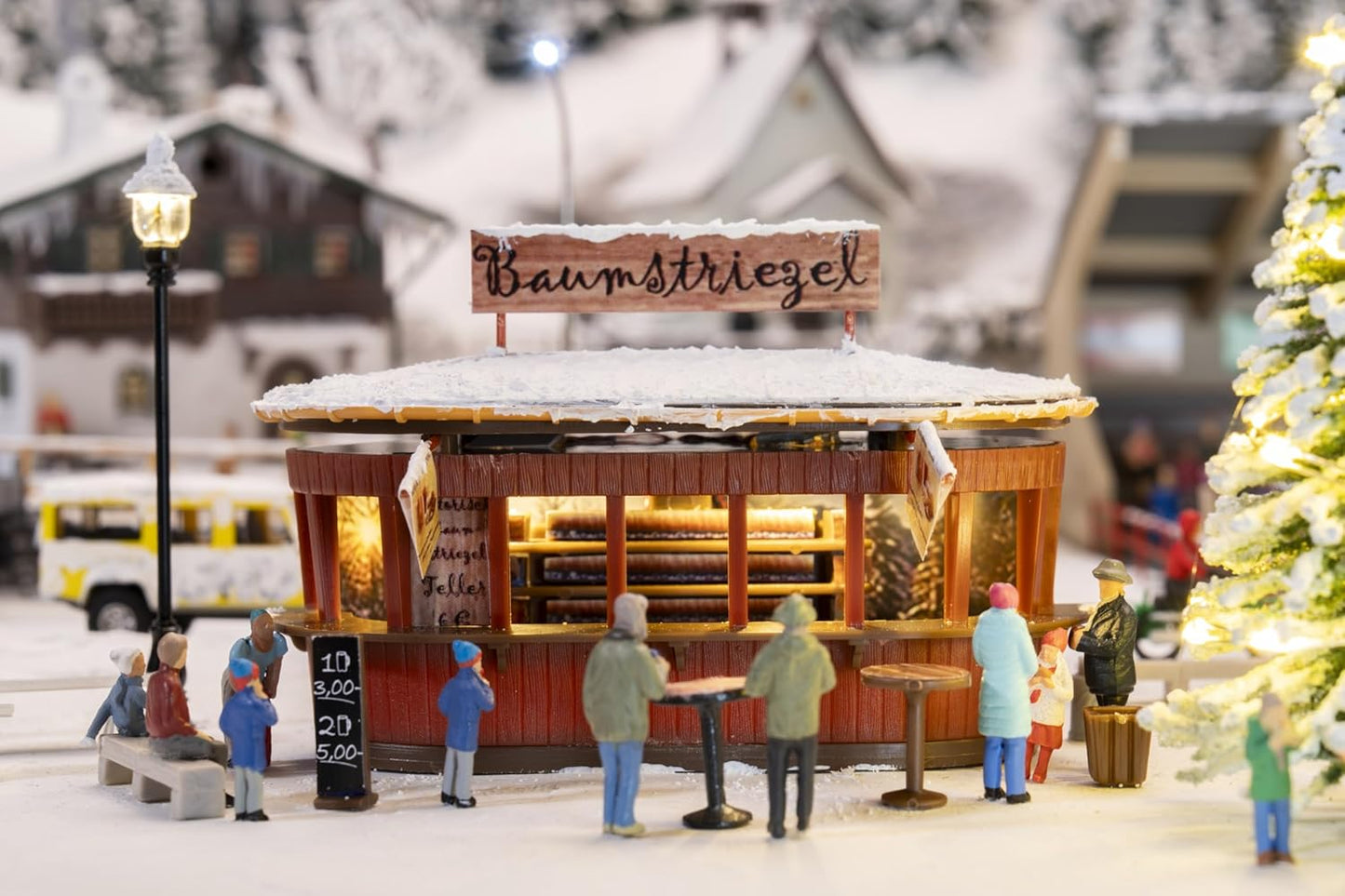 Faller 134006 HO 2 Christmas Market Stalls with Illuminated Christmas Tree Kit