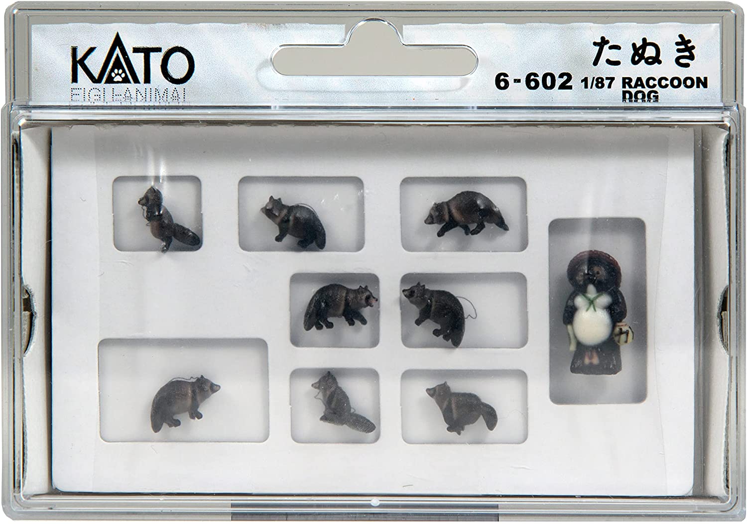 Kato 6-602 HO Animals - Raccoon Dog Figures (Set of 9)