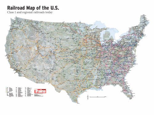 Kalmbach 83030 Trains Magazine US Railroad Map - 24x36