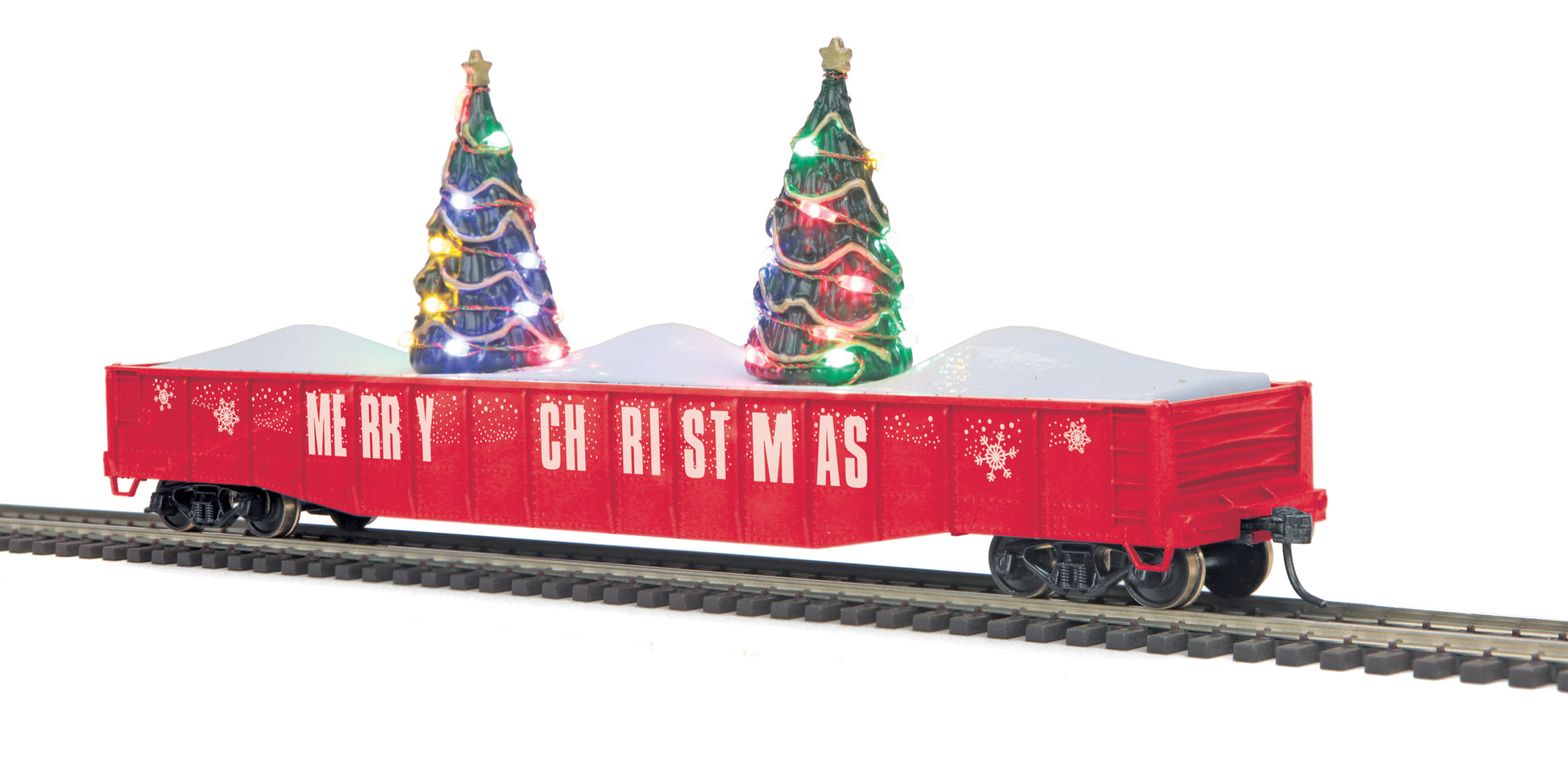 MTH 85-72036 HO Christmas 70-Ton Mill Gondola Car w/Lighted Christmas Trees