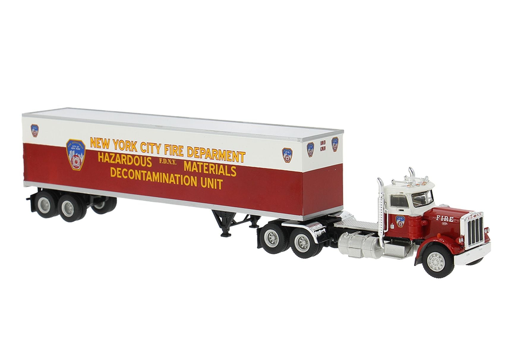 Brekina Automodelle 85721 HO FDNY 1973 Peterbilt 359 Day-Cab Tractor w/ Trailer