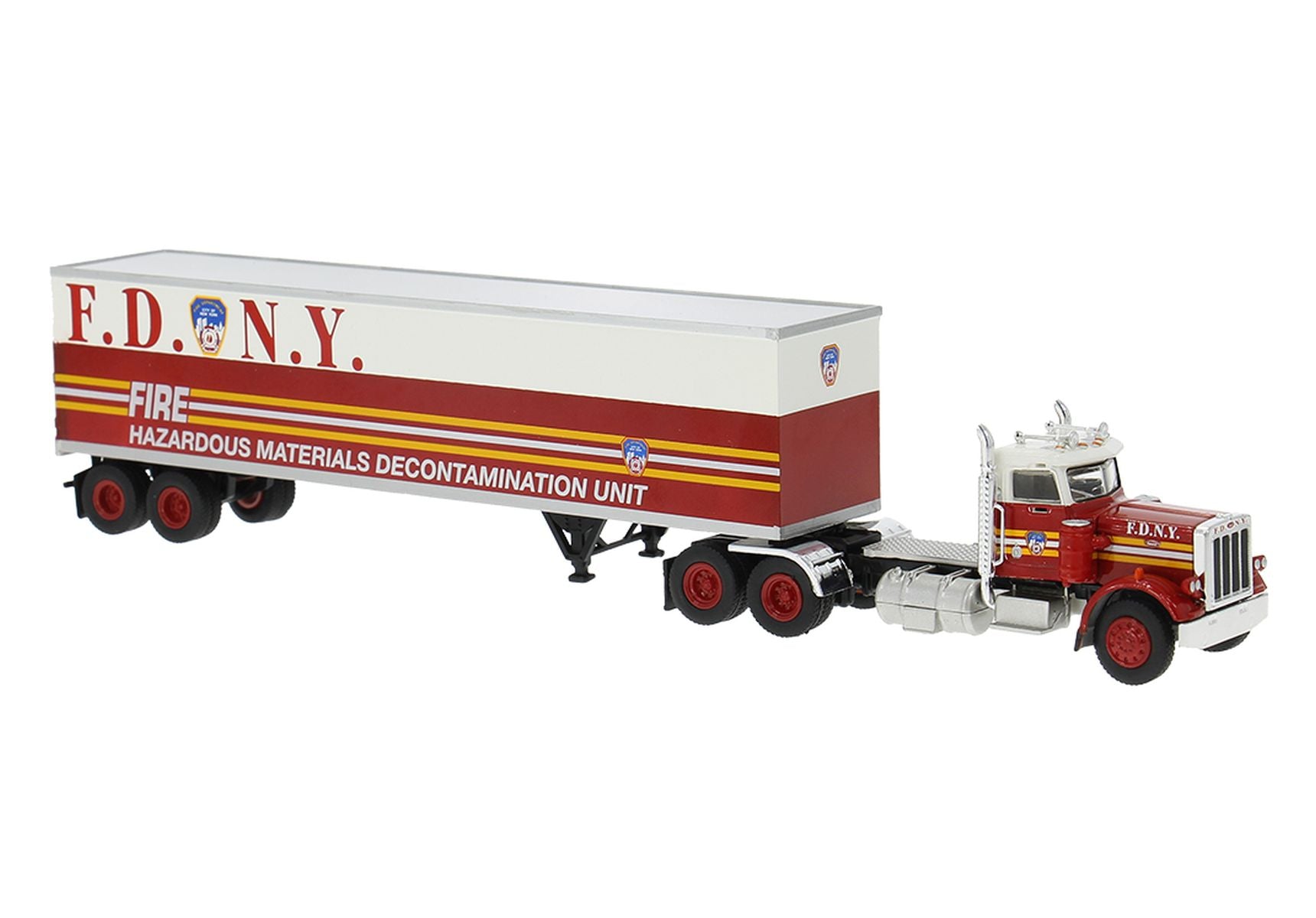 Brekina Automodelle 85722 HO FDNY Hazmat 1973 Peterbilt 359 Day-Cab Tractor