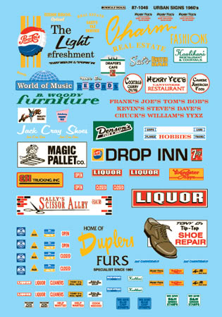 Microscale 87-1049 HO Assorted Stores/Commerical City Building Sign Decal Sheet