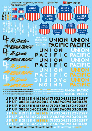 Microscale 87-10 HO 1970 Union Pacific Freight Cars Decal Sheet