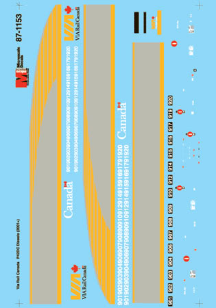 Microscale 87-1153 HO 2001+ VIA Rail P42DC Diesel (2002+) Decal Sheet
