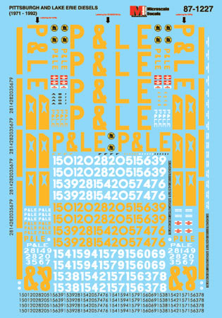 Microscale 87-1227 HO Pittsburgh & Lake Erie Diesel Waterslide Decal Sheet