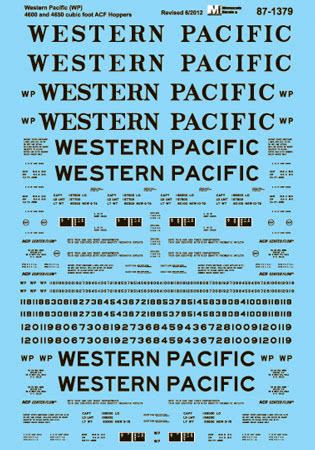 Microscale 60-1379 N Western Pacific 4600/4650 Cu ft ACF Hoppers Decal Sheet