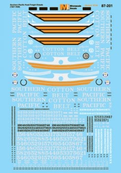 Microscale 87-201 HO SP/SSW Black Widow Diesel Waterslide Decal Sheet