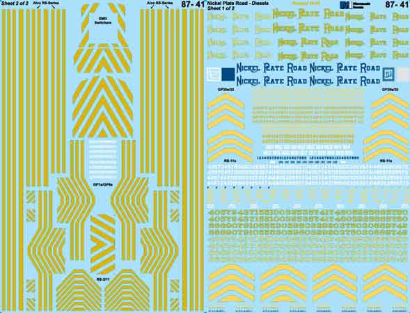 Microscale 87-41 HO Nickel Plate Road Diesels 1940-1964 Waterslide Decal Sheet